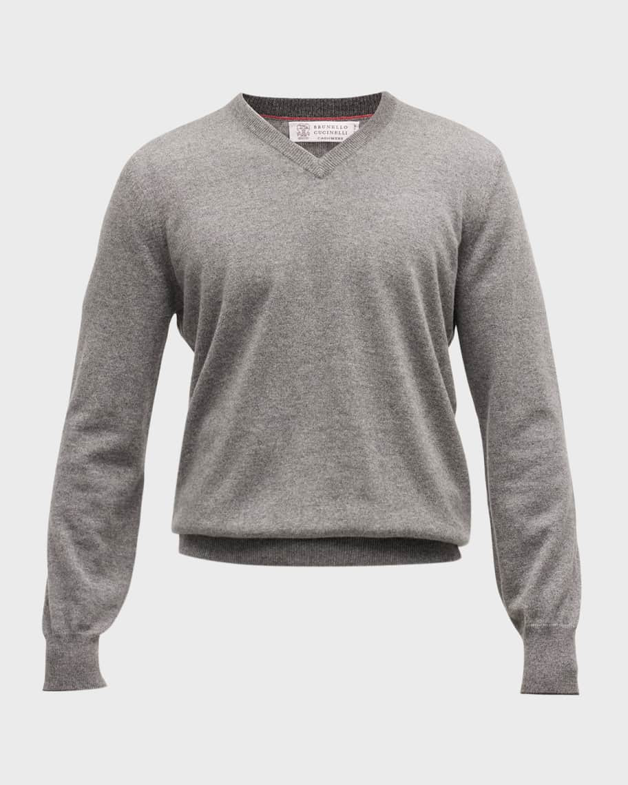 Brunello Cucinelli Men's Cashmere V-Neck Sweater | Neiman Marcus