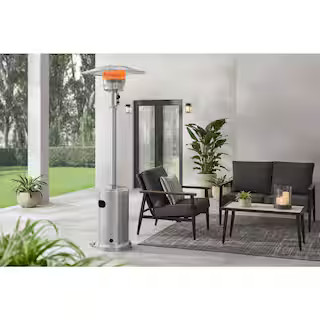 48000 BTU Stainless Steel Propane Standing Patio Heater with Wheels | The Home Depot