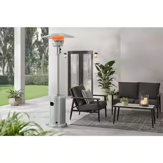 Hampton Bay 48K BTU Stainless Steel Patio Heater with Wheels NCZH-G-SS - The Home Depot | The Home Depot