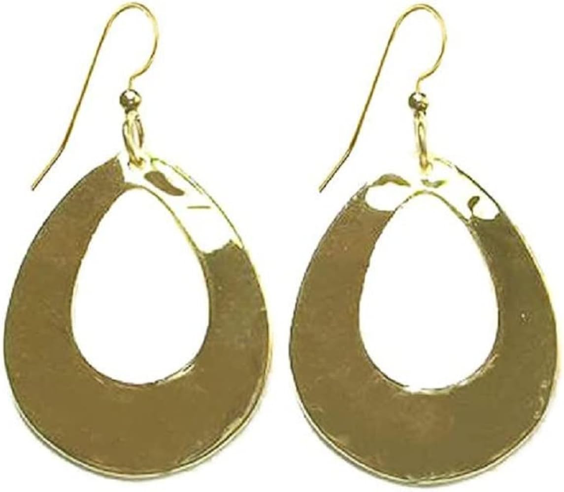 Silver Forest Gold-Tone Open Hammered Teardrop Earrings NE-0227 | Amazon (US)