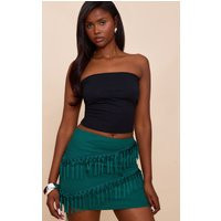 Teal Linen Tassel Detail Mini Skirt | PrettyLittleThing US