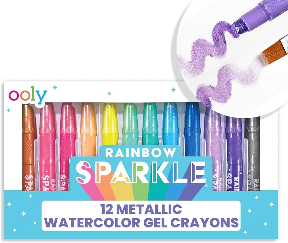 Ooly Rainbow Sparkle Metallic Watercolor Gel Crayons, Set of 12, Glitter Gel Markers for Kids and... | Amazon (US)