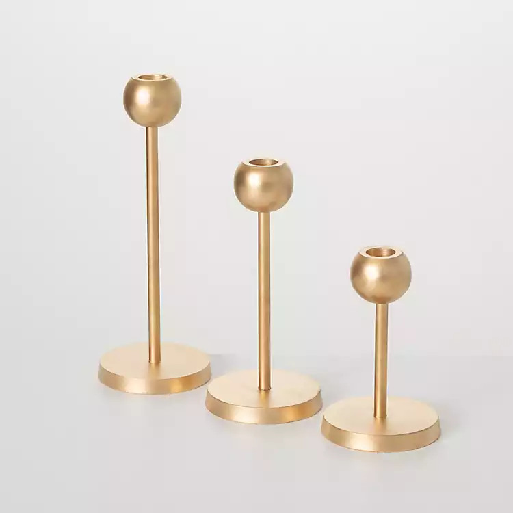 New! Slender Gold Taper Candle Holders, Set of 3 | Kirkland's Home