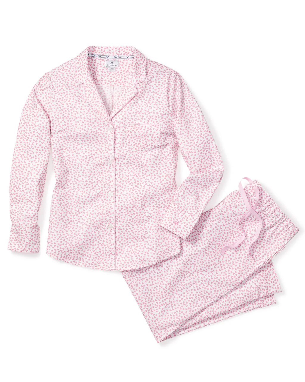Women's Twill Pajama Set in Sweethearts | Petite Plume
