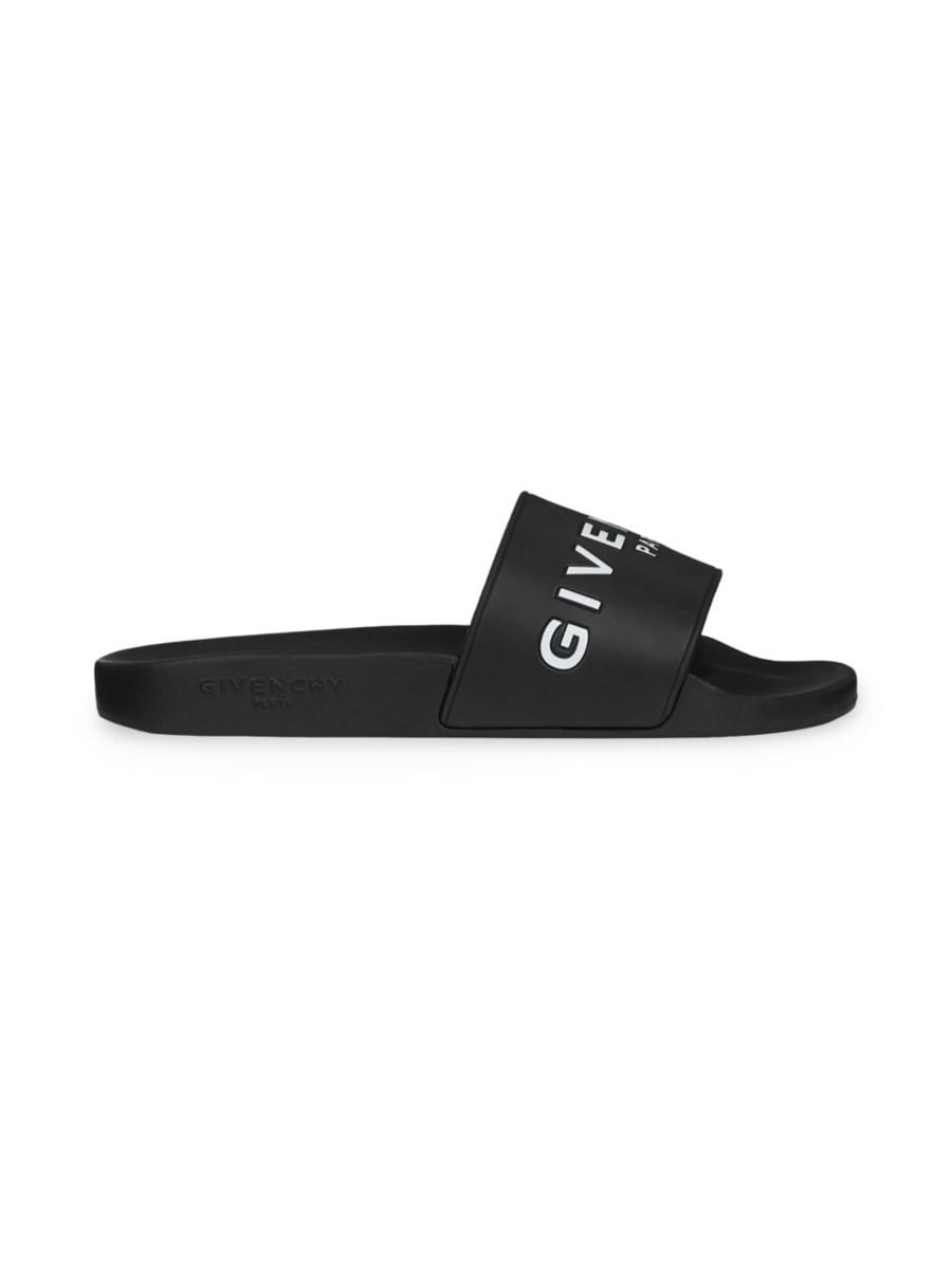 Shop Givenchy Slide Flat Sandals In Rubber | Saks Fifth Avenue | Saks Fifth Avenue