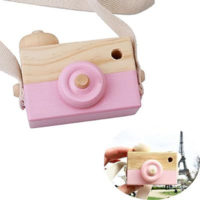 wgg Mini Wooden Camera Children's Toy, Kid's Room Hanging Decoration Portable Toy Gift (Pink) | Amazon (US)