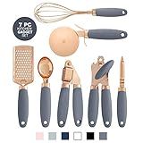 COOK With COLOR 7 Pc Kitchen Gadget Set Copper Coated Stainless Steel Utensils with Soft Touch Grey  | Amazon (US)