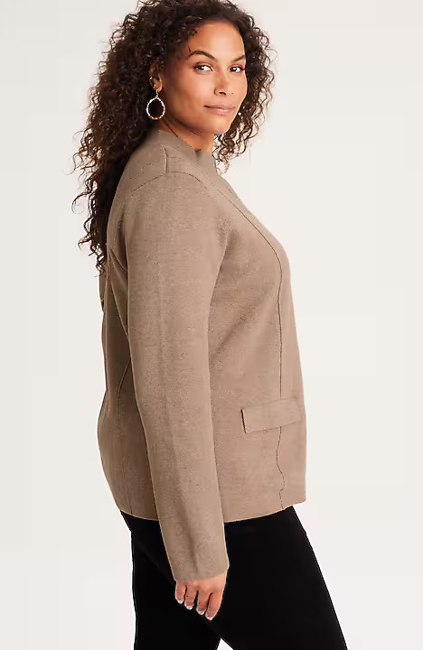Double-Knit Notched-Collar Sweater-Jacket | J. Jill