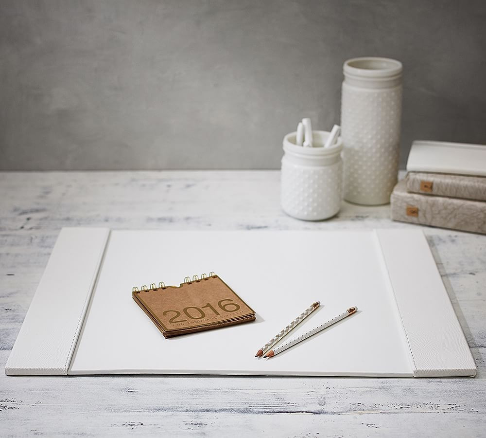 Mckenna Home Office Desk Blotter, White | Pottery Barn (US)