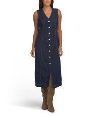 Sleeveless Denim Button Down Midi Dress | Casual Dresses  | Marshalls | Marshalls