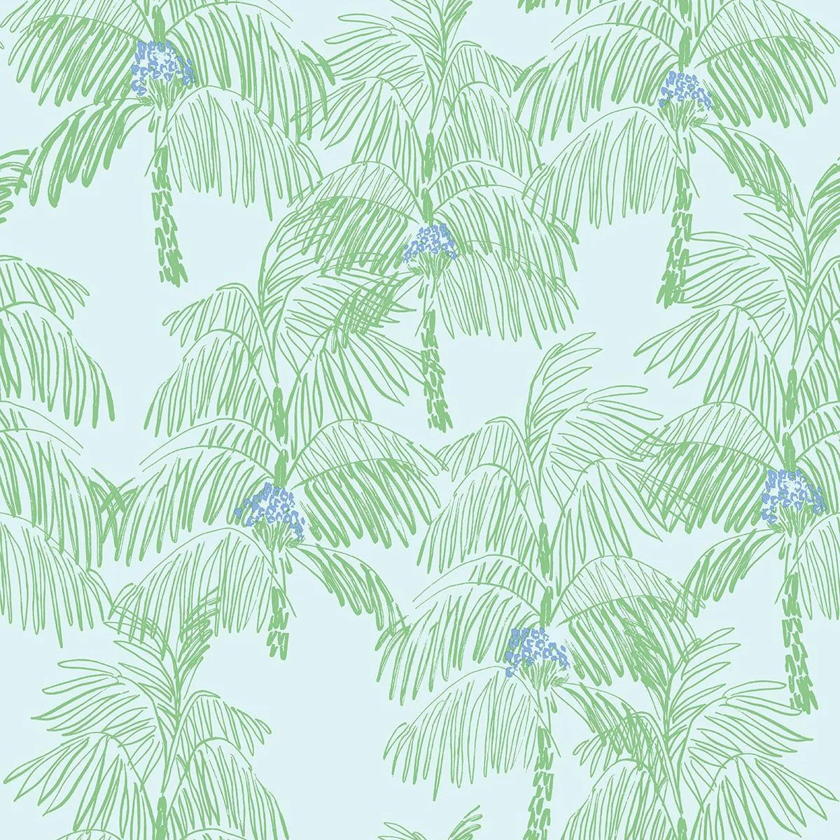 Seabrook Palm Beach Baby Blue & Seafoam Wallpaper | DecoratorsBest
