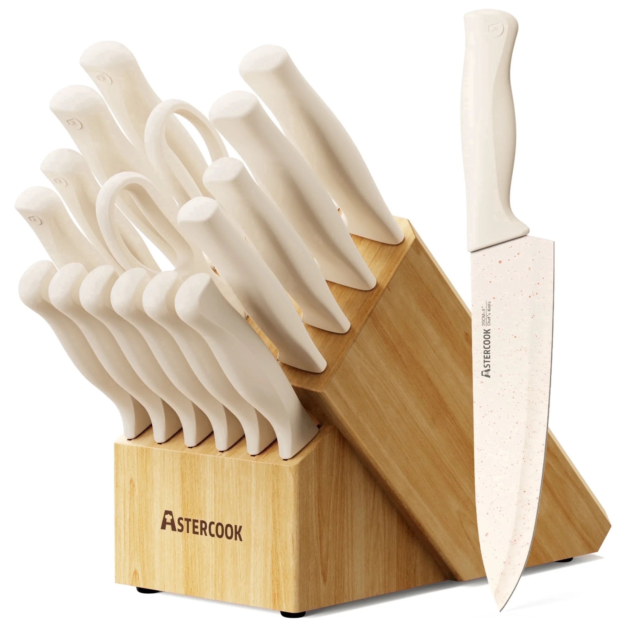 Astercook Knife Set, 17 Pieces Kitchen Knife Sets with Anti-Rust Coating & Built-in Sharpener, Hi... | Walmart (US)