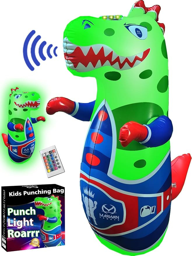 Dinosaur Punching Bag for Kids Ages 3-10 — 47" Sensory Bop Bag, Glow-in-the-Dark with Roaring S... | Amazon (US)
