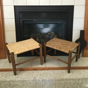 In Stock Woven Provincial Stools Large English Footstool Furniture Dark Finish with Sealed Vintage L | Etsy (US)