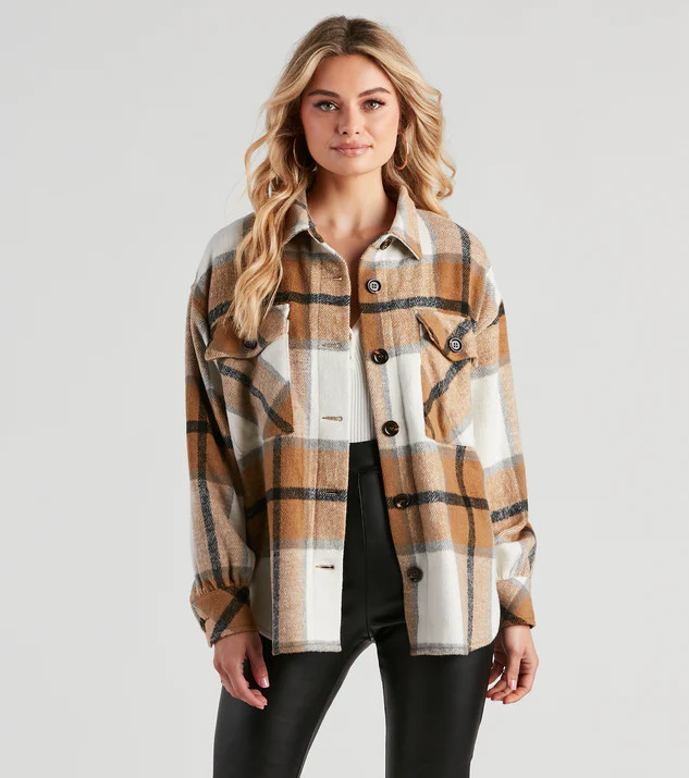 True And Trendy Plaid Shacket | Windsor Stores