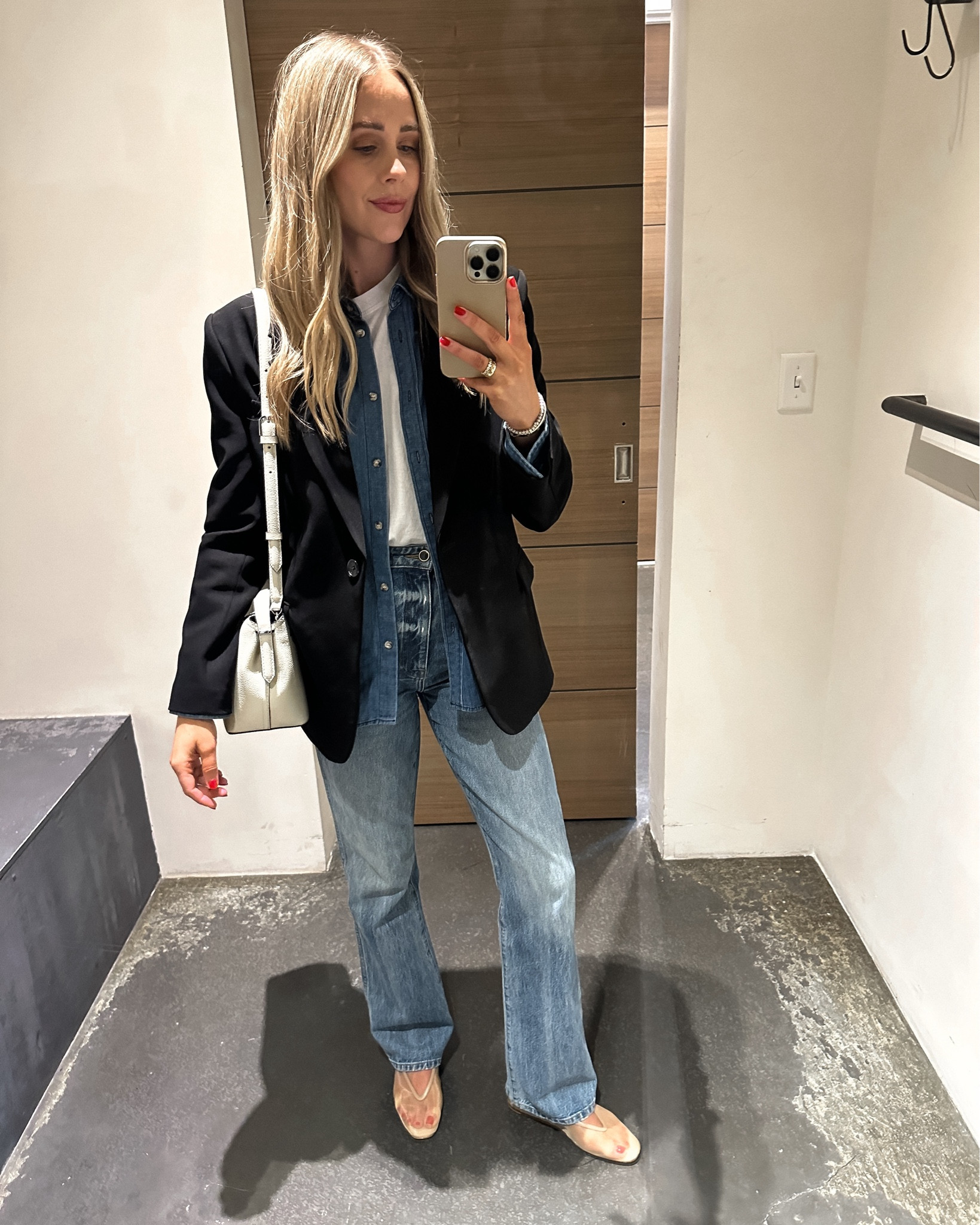 Blazer size small
Denim shirt linked similar
Tee size 0
Jeans size up
Shoes tts
#fashionjackson #springcapsule 

#LTKover40 #LTKstyletip #LTKfindsunder100