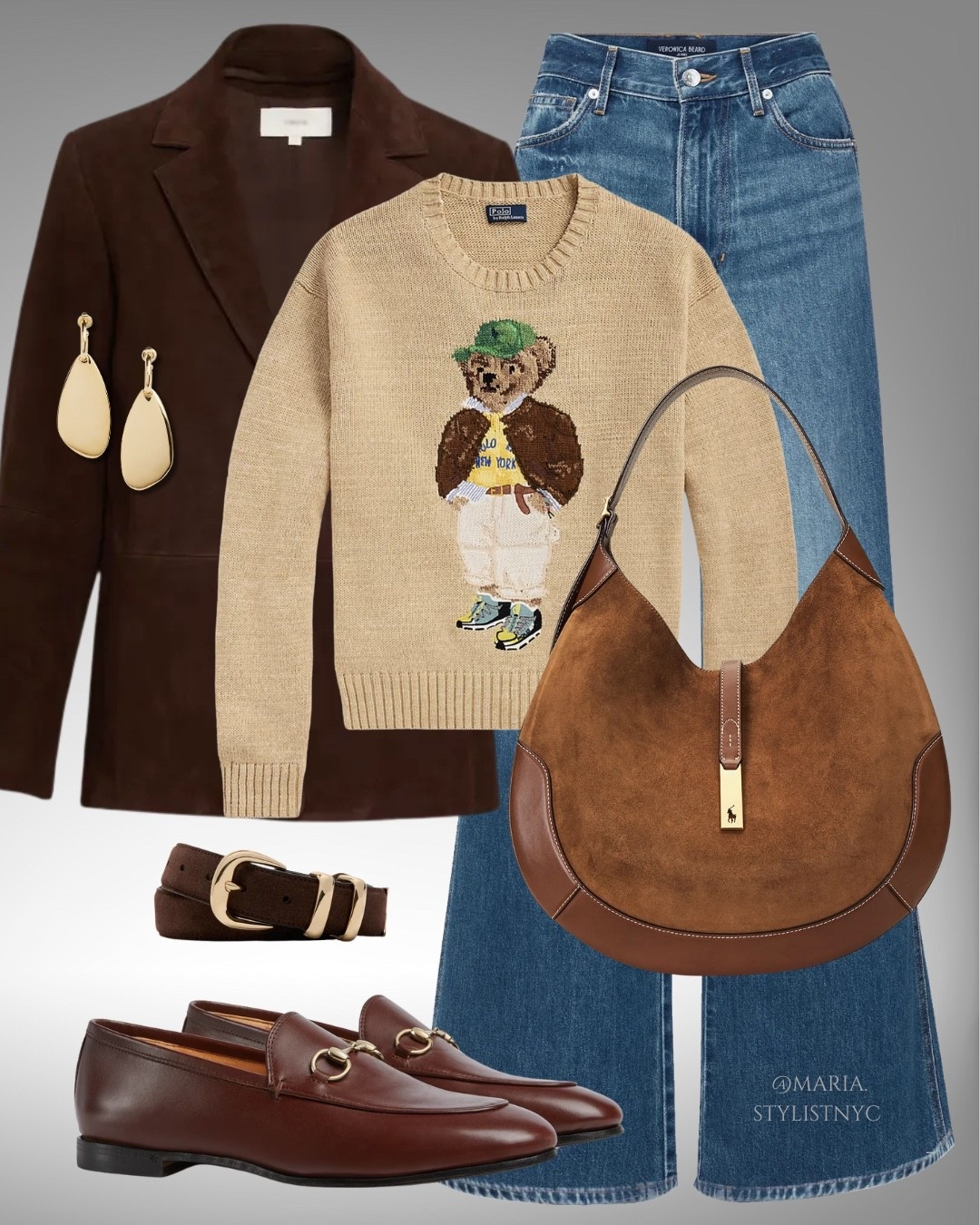 Espresso Brown Suede Blazer + Polo Bear Sweater + Jeans + Loafers 👞 

#LTKStyleTip #LTKSeasonal #LTKShoeCrush