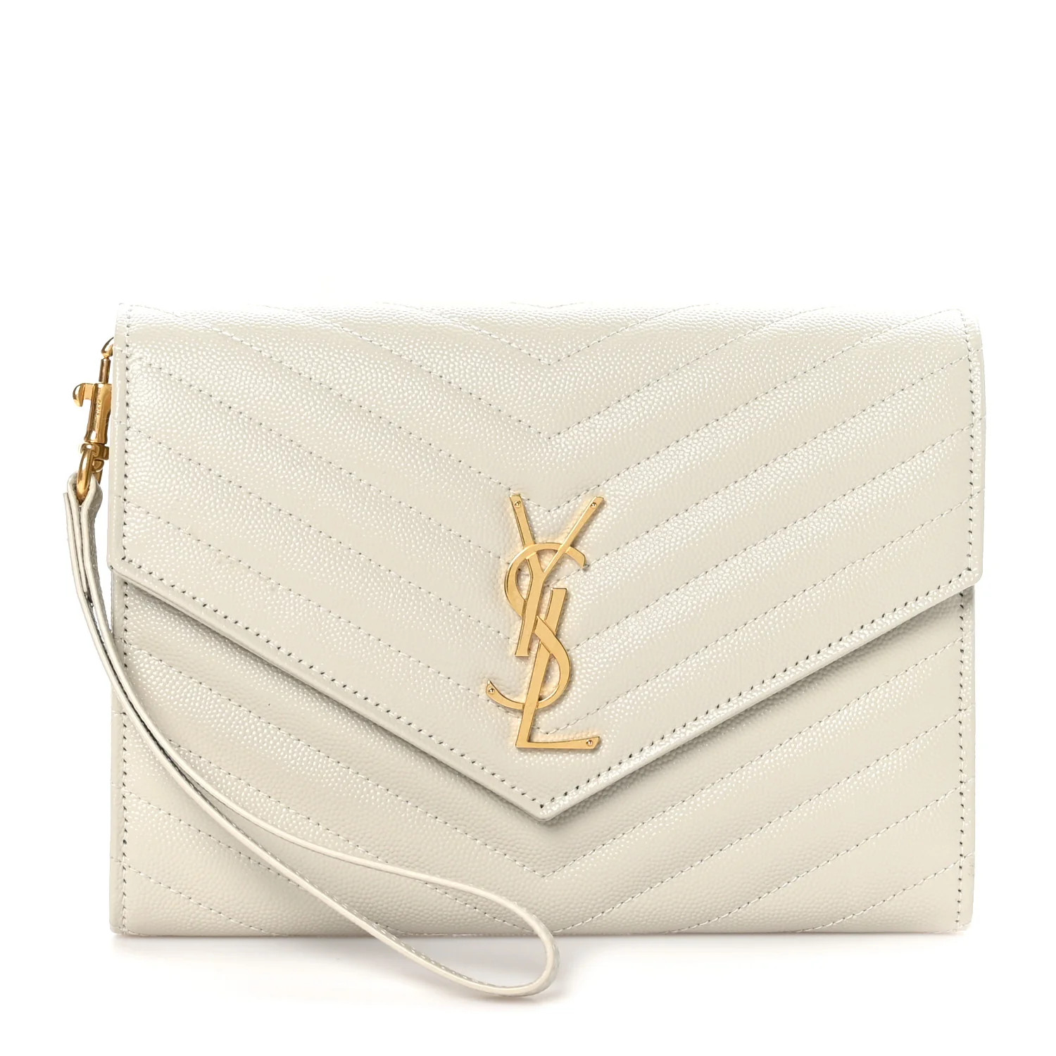 Grain De Poudre Matelasse Chevron Monogram Envelope Clutch Crema Soft | FASHIONPHILE (US)