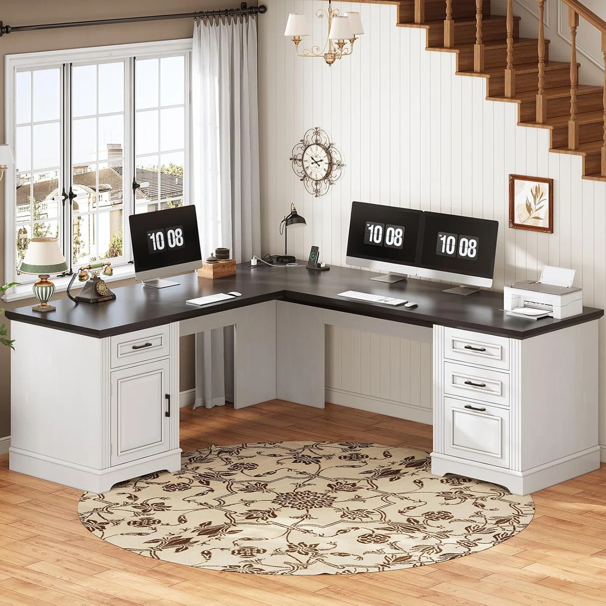 Suter L-Shaped Executive Desk with File Drawer and Power Outlet | Wayfair North America