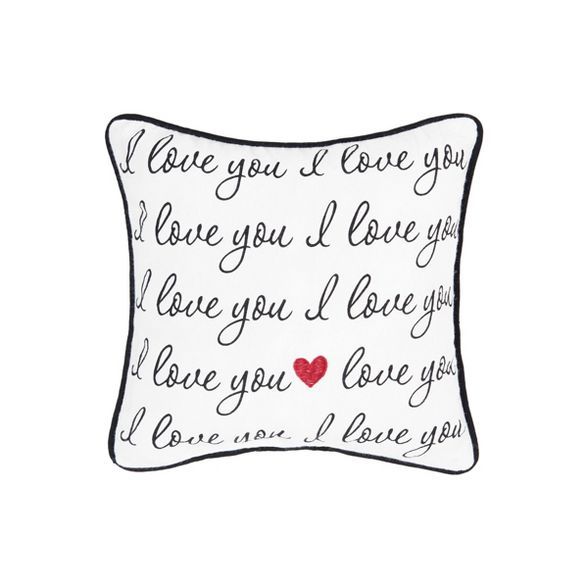 C&F Home 10" x 10" I Love You Script Valentine's Day Decorative Embroidered Pillow | Target
