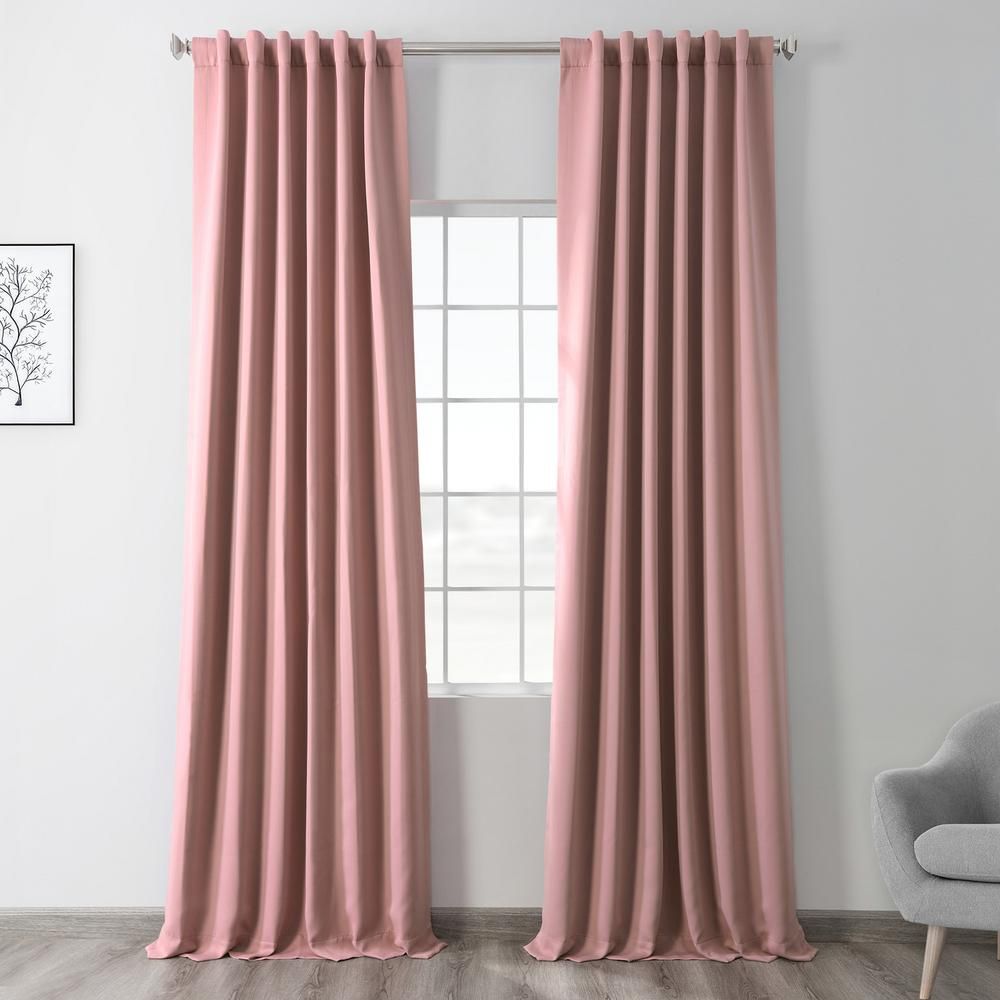 Exclusive Fabrics & Furnishings Fresco Blush Pink Blackout Curtain - 50 in. W x 96 in. L-BOCH-171... | The Home Depot