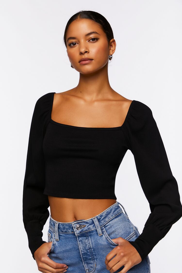 Peasant-Sleeve Crop Top | Forever 21 (US)