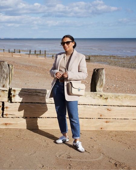 Neutral Casual Chic Outfit.
Beige blazer, light brown poloneck, blue jeans and Adidas trainers. 

Wardrobe staples, and Other Stories oversized blazer, brunch outfit 

#LTKSeasonal #LTKstyletip #LTKover40