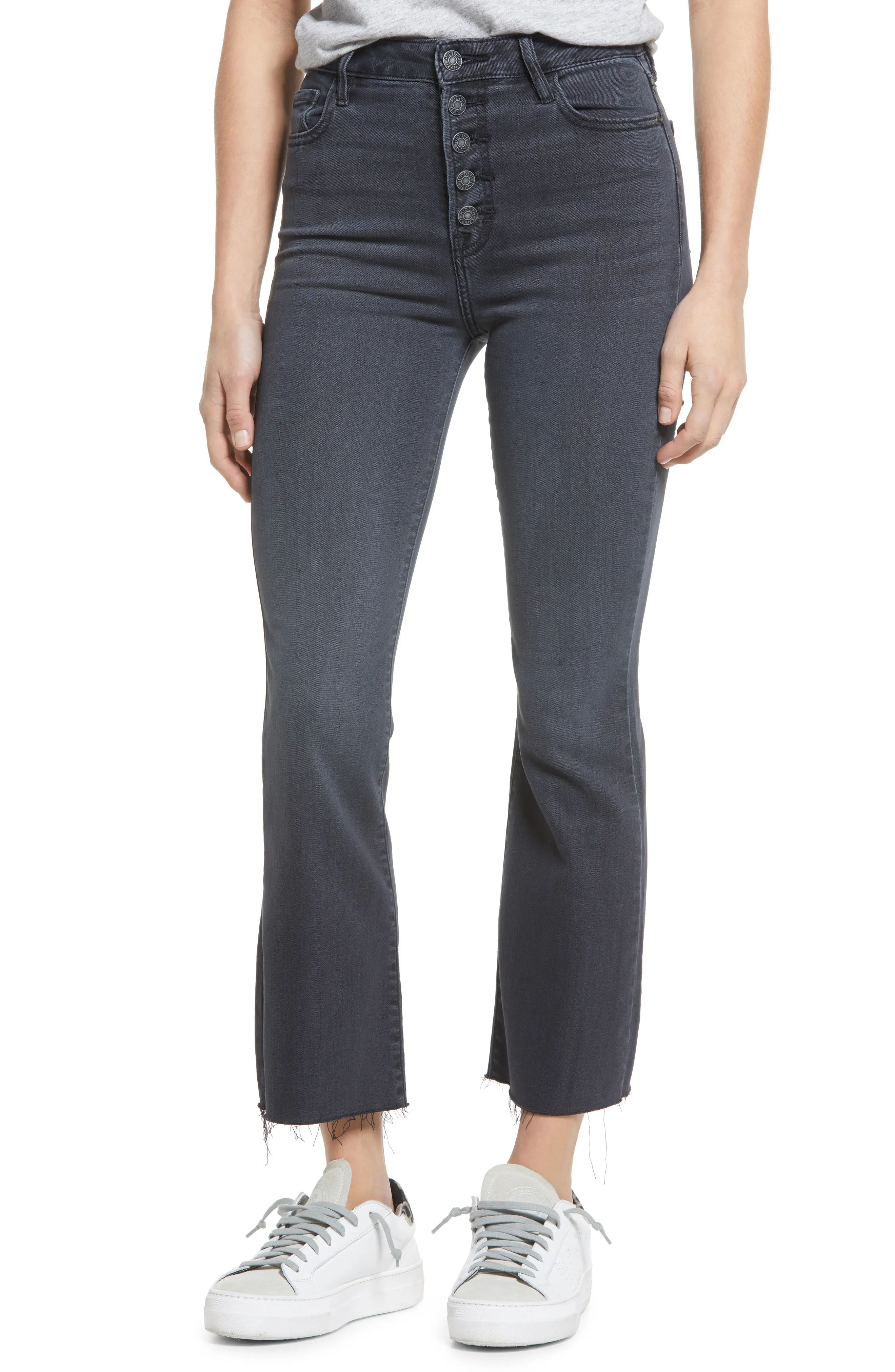 Women's Hidden Jeans High Waist Ankle Flare Jeans, Size 25 - Black | Nordstrom
