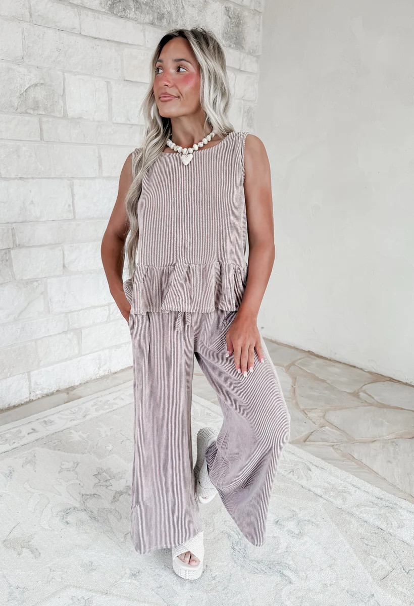Only You Ribbed Pant Set - Acorn | CK Squared Boutique