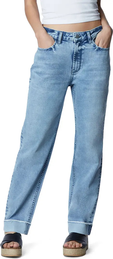 Effortless High Waist Frayed Boyfriend Jeans | Nordstrom