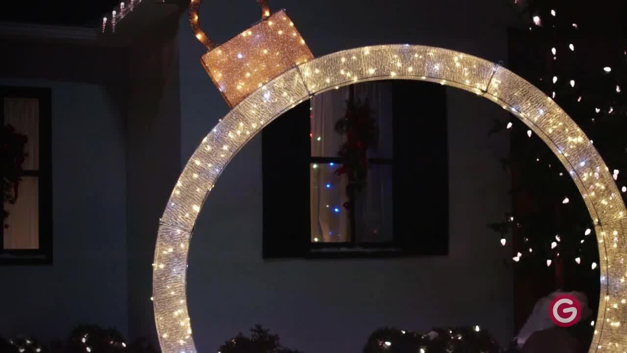 Home Accents Holiday 9ft Warm White-Cool White Glimmer Ornament Arch Holiday Yard Decoration 22GM... | The Home Depot