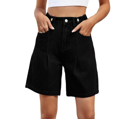 Coolmee Women's Jorts Baggy Jeans Jorts Outfits Mid Low Waisted Denim Short Pants Black S | Target