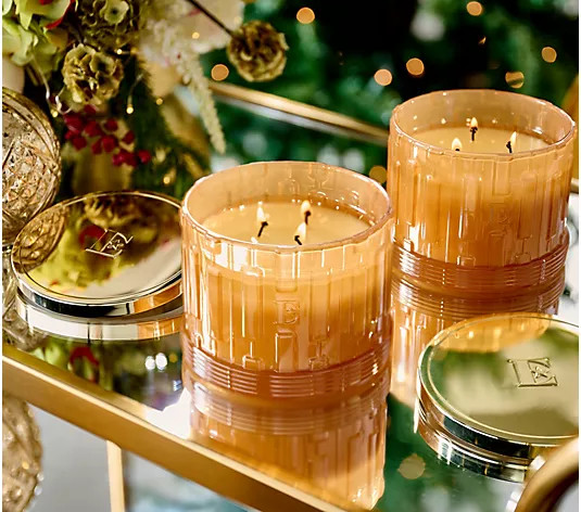 Elton John by Slatkin + Co. S/2 14oz Ginger Spiced Pudding Candles - QVC.com | QVC