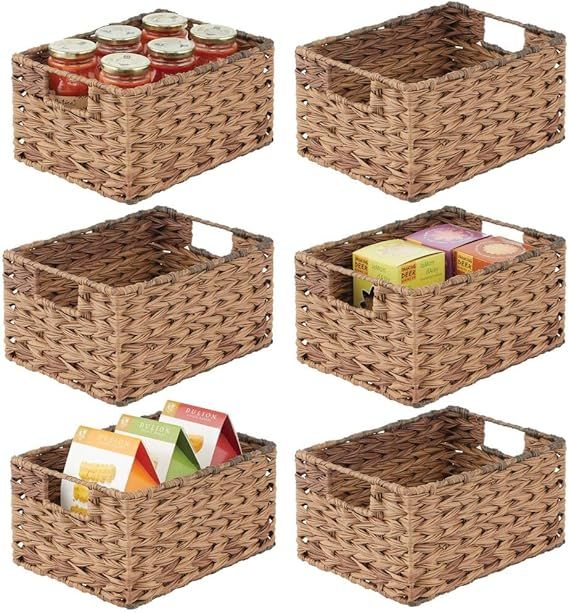 mDesign Woven Plastic Kitchen Pantry, Laundry Cube Storage Organizer Basket Bin with Handles for ... | Amazon (US)