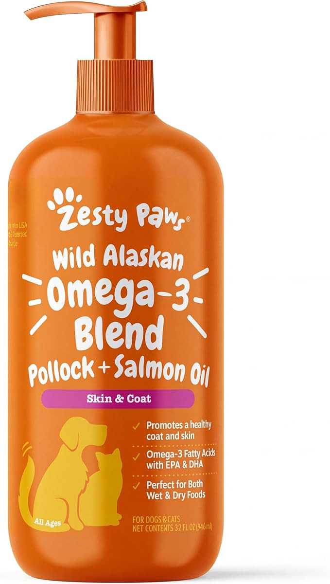 Zesty Paws Wild Alaskan Omega-3 Blend Pollock + Salmon Oil for Dogs and Cats- Skin and Coat Suppo... | Amazon (US)