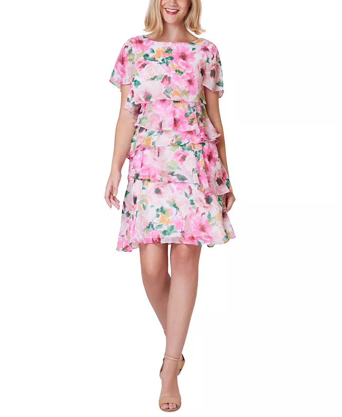 Jessica Howard Petite Floral-Print Tiered Dress - Macy's | Macy's