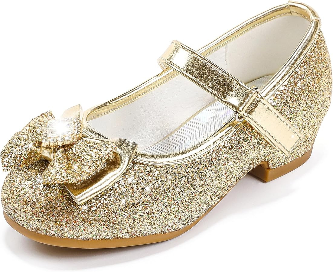Furdeour Girls Dress Shoes Mary Jane Wedding Flower Bridesmaids Heels Glitter Princess Shoes for ... | Amazon (US)