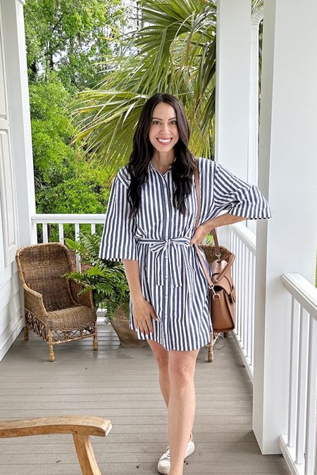 Striped dress from Amazon, oversized fit with buttons and tie. Coastal, classic, shirt dress, button-up, looks for less, classy mom.



#LTKstyletip #LTKFind #LTKunder50