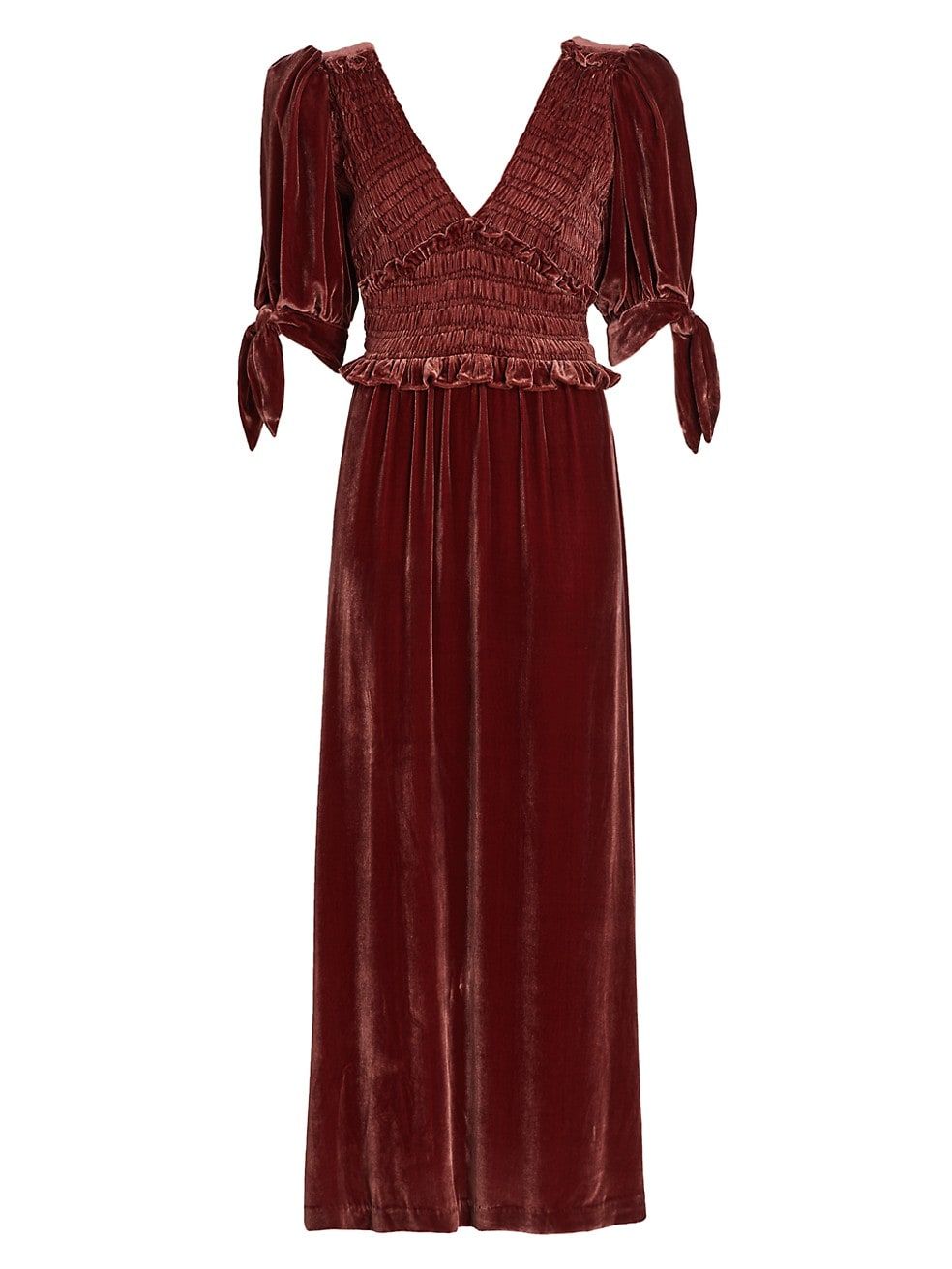 Mayde Velvet Puff Sleeve Smocked Dress | Saks Fifth Avenue