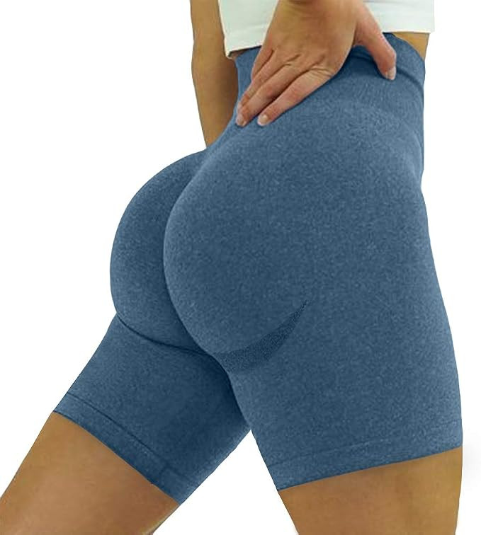High Waisted Yoga Shorts for Women Tummy Control Leggings Butt Lifting Textured Workout Shorts | Amazon (US)