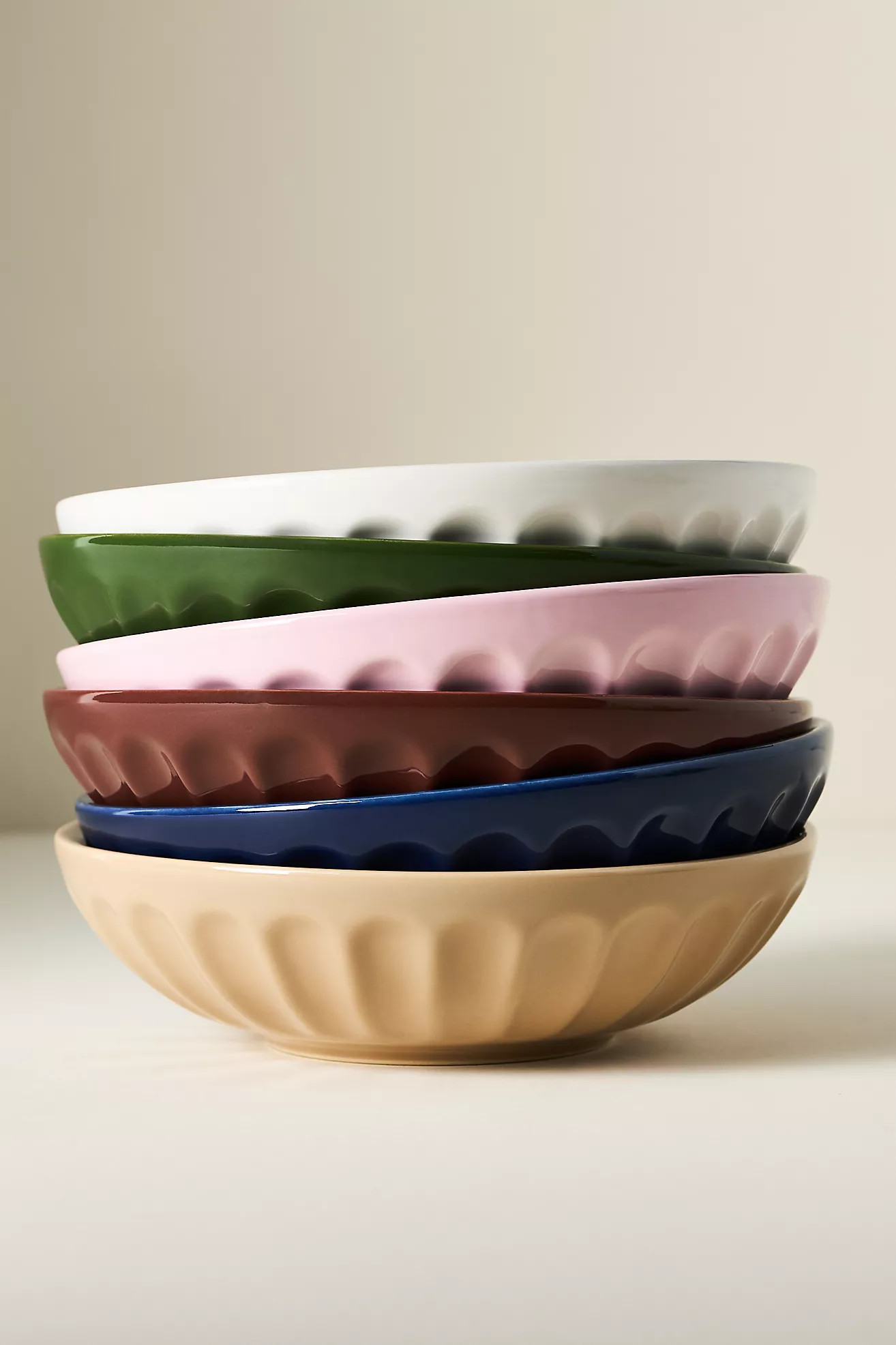 Amelie Assorted Latte Pasta Bowls, Set of 6 | Anthropologie (UK)