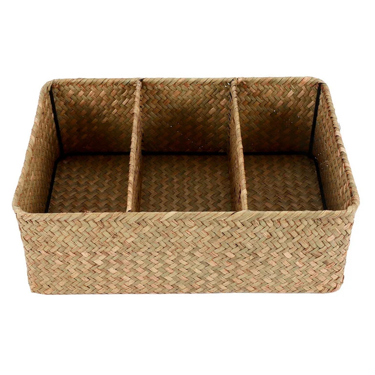 3-Section Wicker Baskets for Shelves, Hand-Woven Seagrass Storage Baskets Toilet Paper Basket Lar... | Walmart (US)
