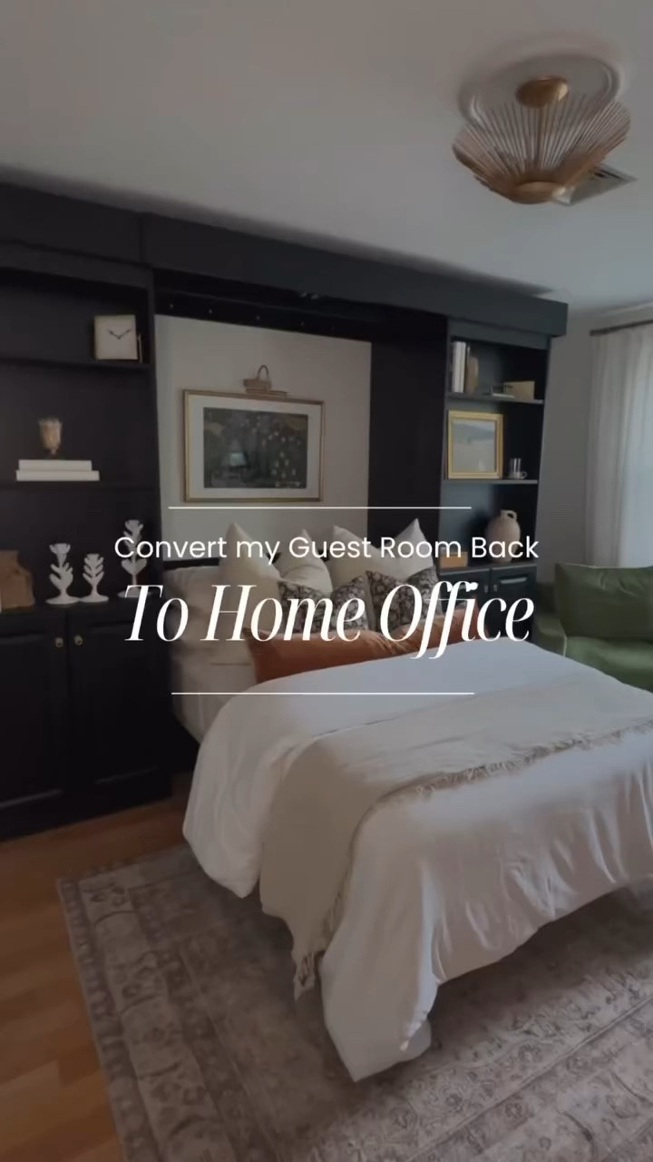 My home office and guest room, desk, desk chair, neutral area rug, home decor, shelf decor, bedding, throw pillows

#LTKHome