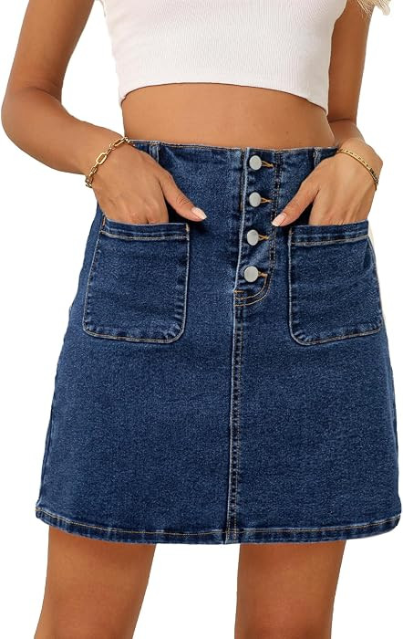 Sidefeel Women's Jean Skirt High Waist Denim Skirt | Amazon (US)