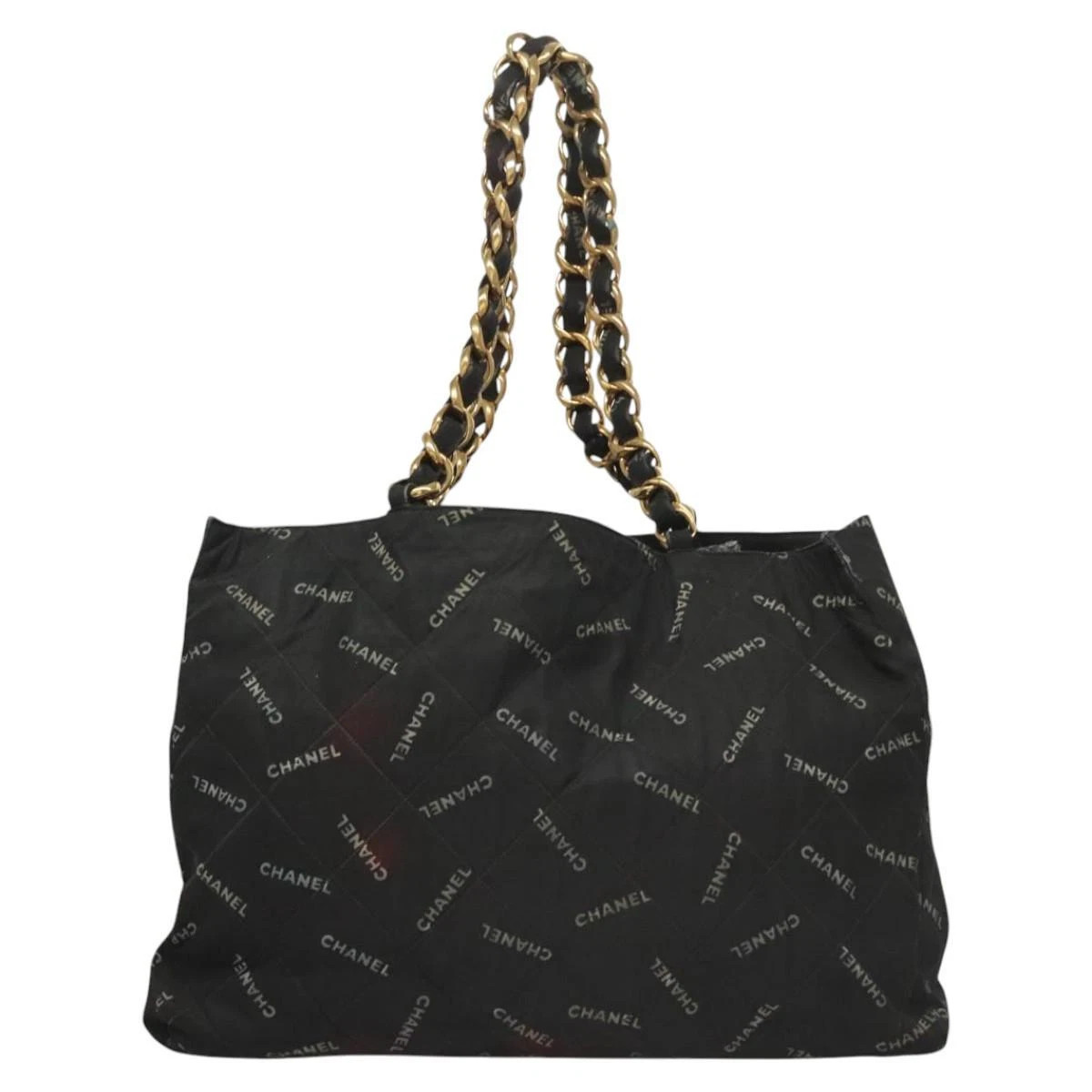 CHANEL Matelasse Chain Tote Bag Canvas Black Gold CC Auth MY229  | eBay | eBay US