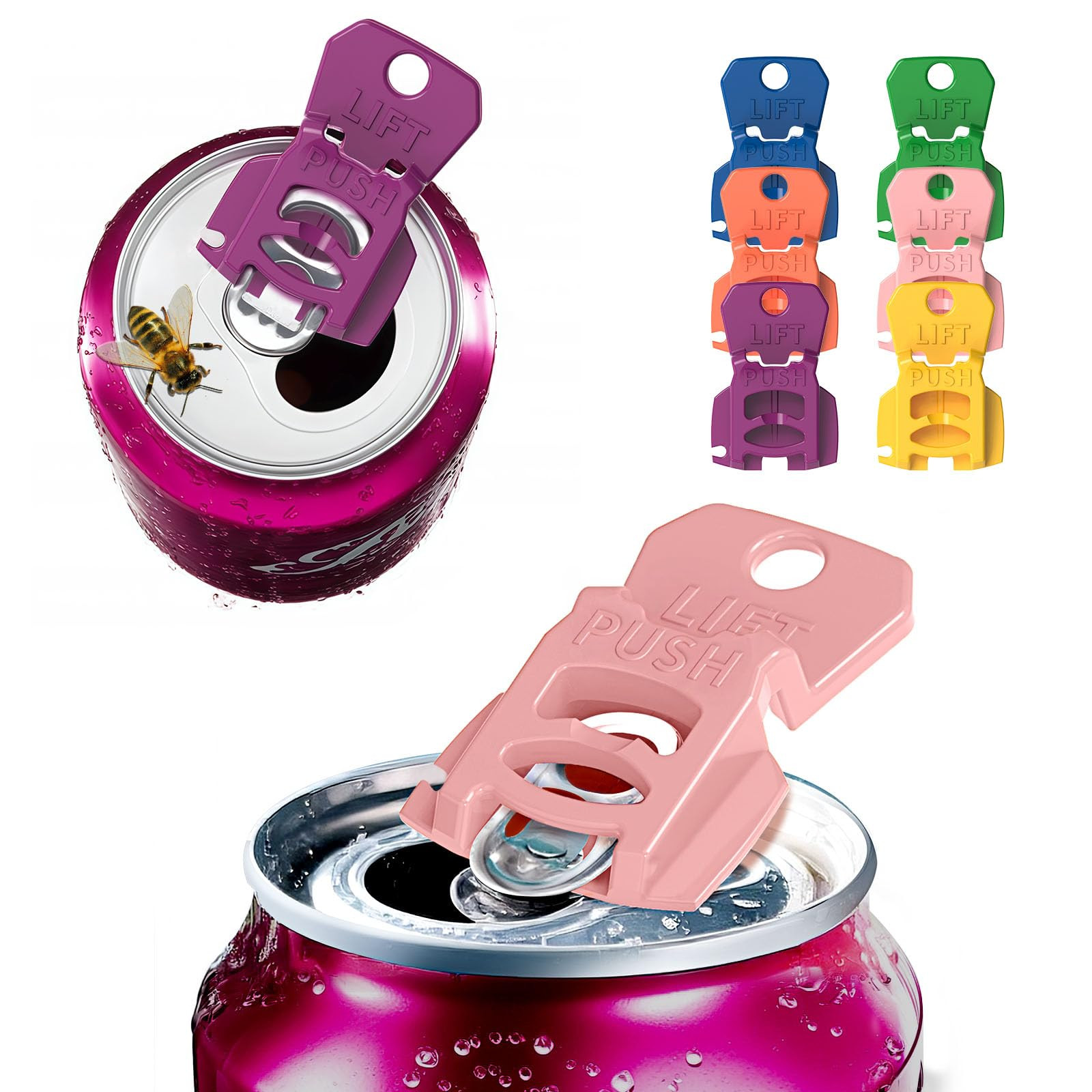 CanGuard 6-Pack Can Opener – Easy Open Drink Tab Toppers&Can Covers for Soda, Beer, Coke Shield... | Amazon (US)