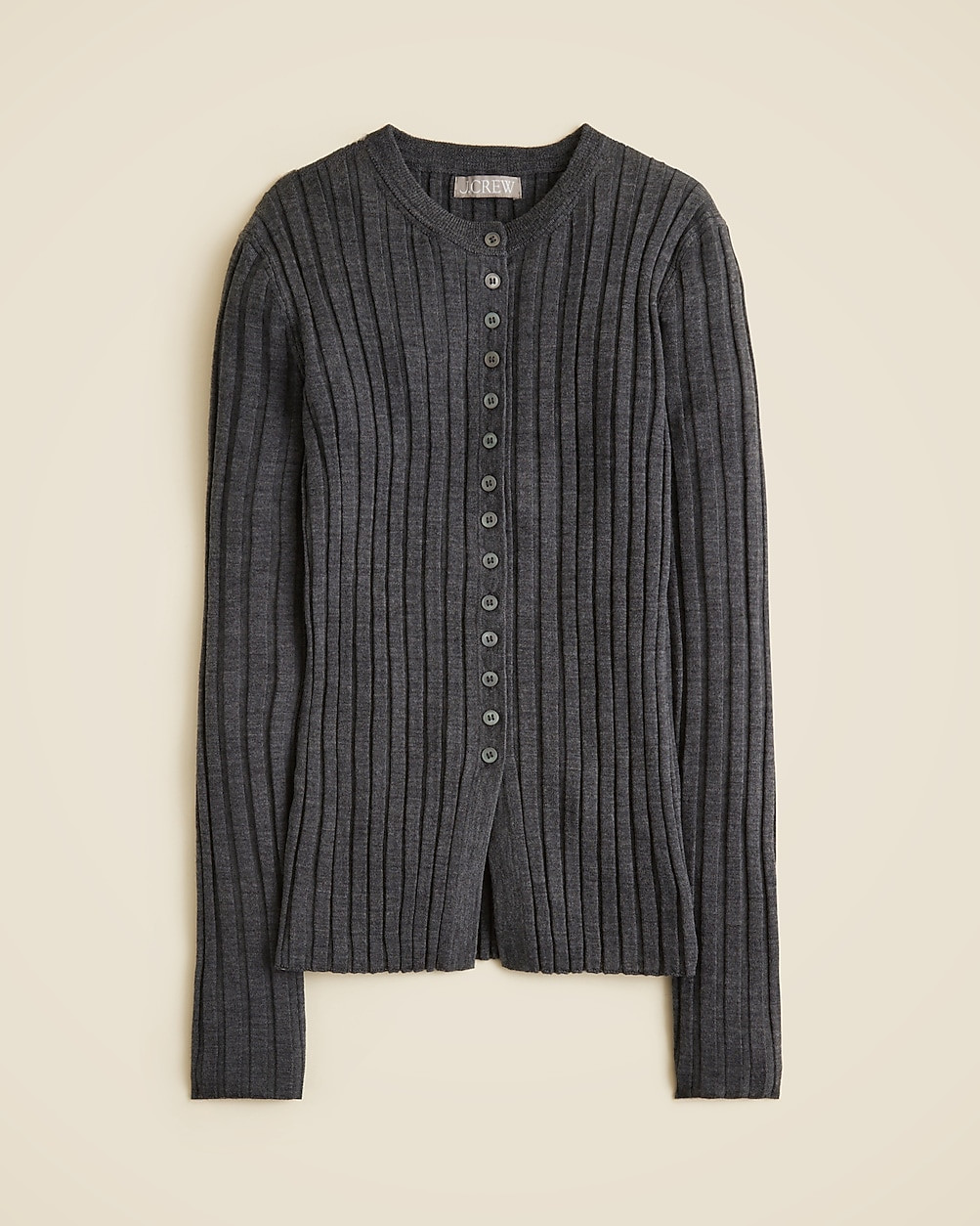 Wide-rib fitted cardigan top in merino wool | J. Crew US
