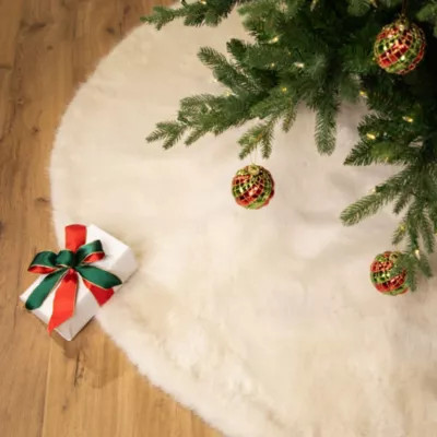 Northlight Faux Fur Christmas Tree Skirt - 72" - Cream | Belk