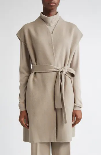 Lafayette 148 New York Belted Double Face Wool & Cashmere Open Front Vest | Nordstrom | Nordstrom
