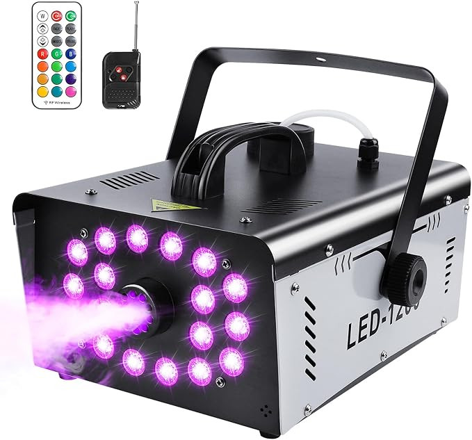 1200W Fog Machine Outdoor Indoor, 18 Lights Halloween Smoke Machine Fog | Amazon (US)